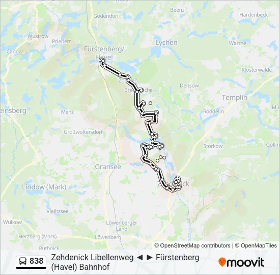 838 Bus Line Map