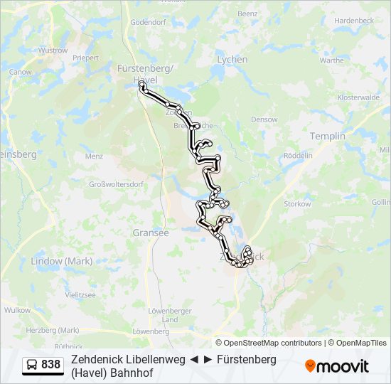 838 bus Line Map