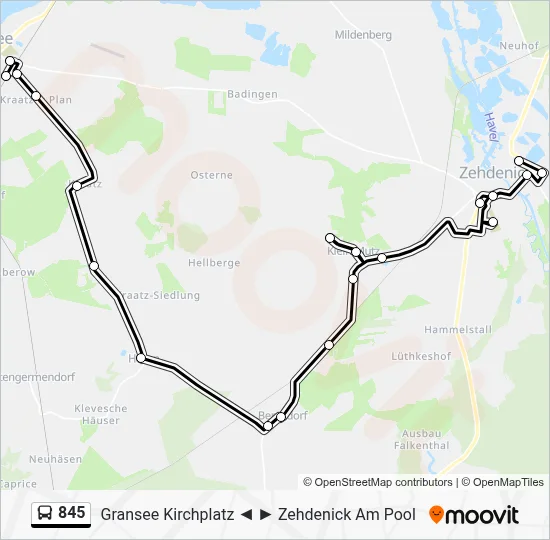 845 Bus Line Map