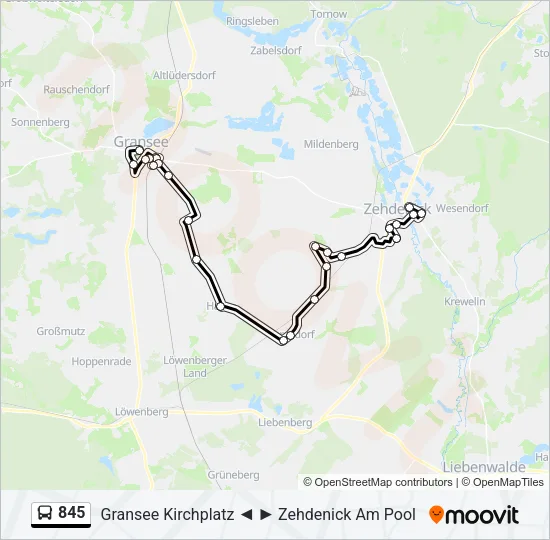 845 Bus Line Map