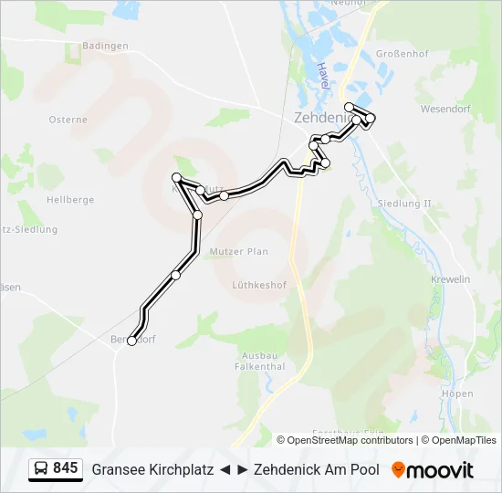 845 Bus Line Map