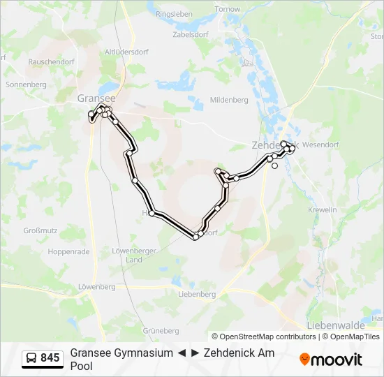 Автобус 845: карта маршрута