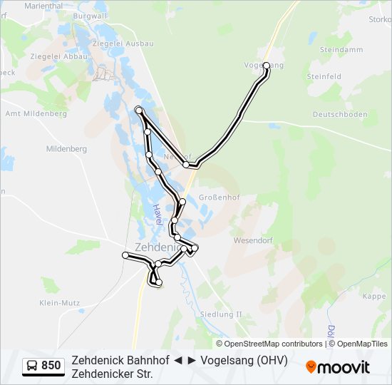 850 bus Line Map