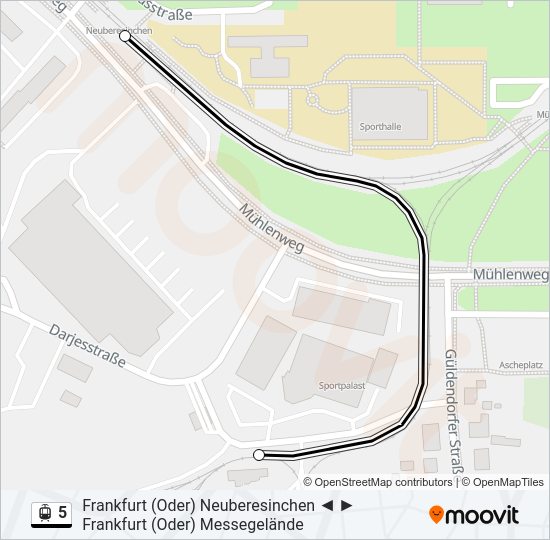 Straßenbahnlinie 5 Karte