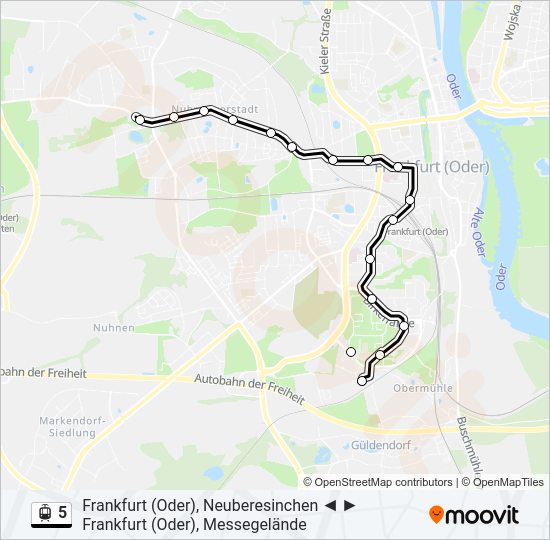 Straßenbahnlinie 5 Karte