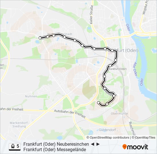 Straßenbahnlinie 5 Karte