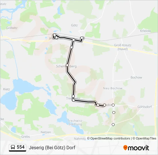554 Bus Line Map