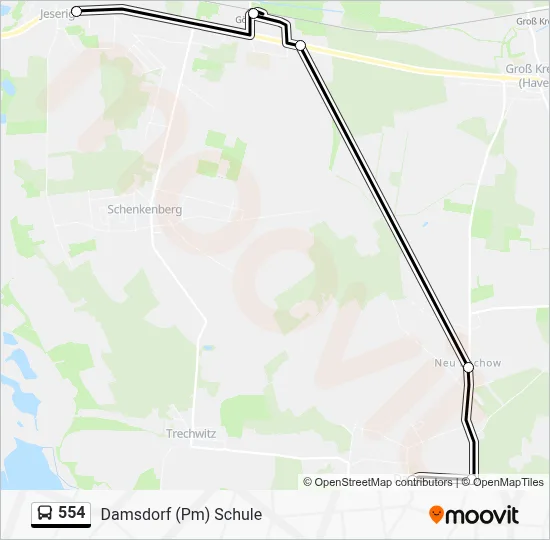 554 Bus Line Map