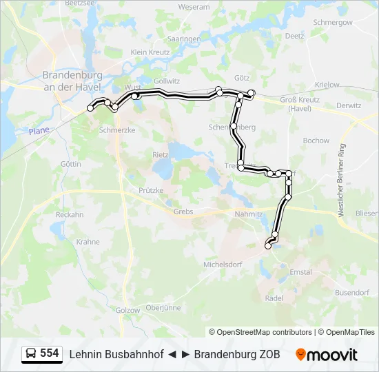 554 Bus Line Map