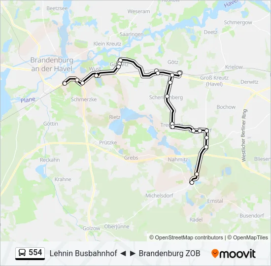 554 Bus Line Map