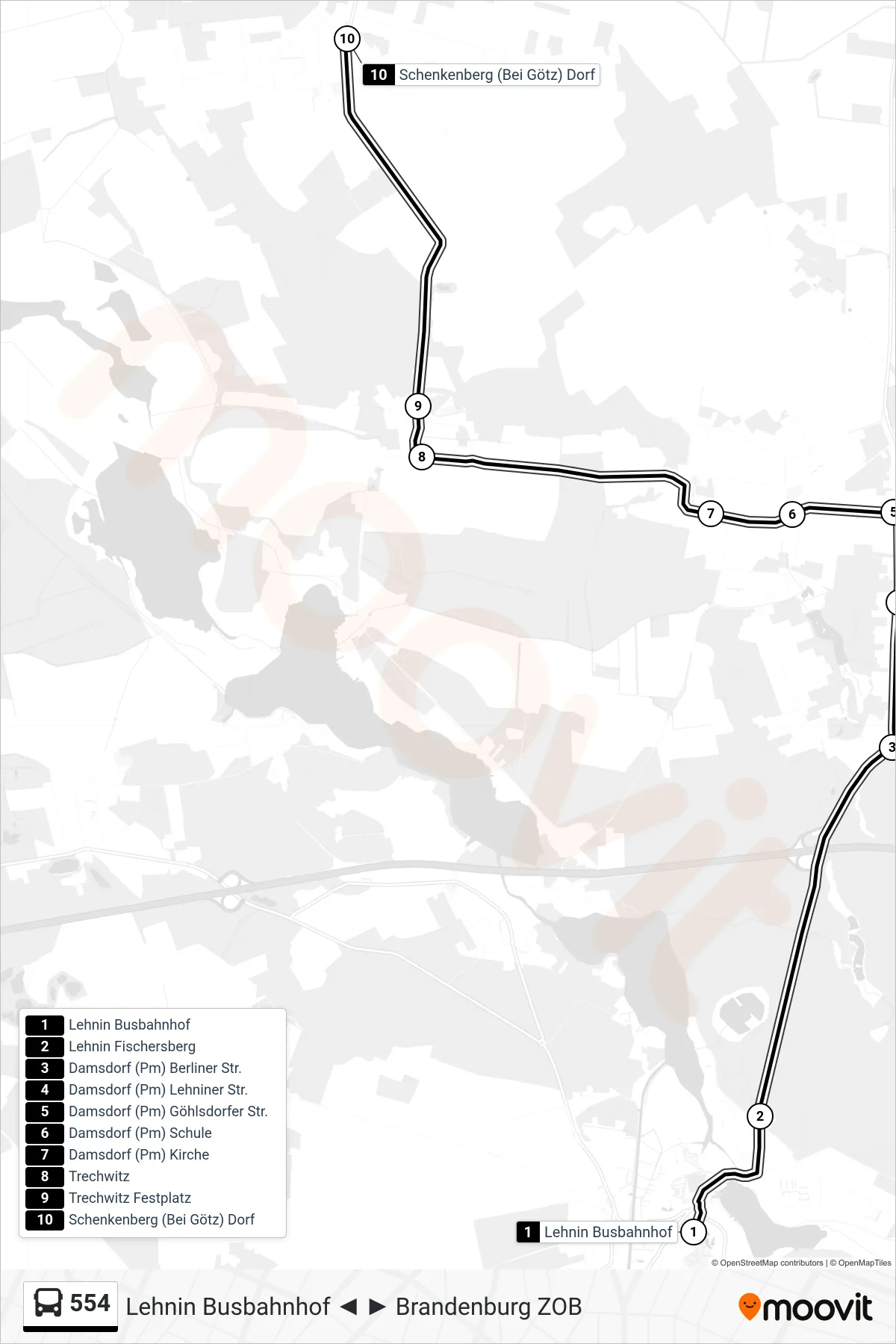Linie 554 (Bus) Richtung Schenkenberg (Bei Götz) Dorf: Route und Haltestellen auf der Karte