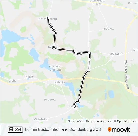 554 Bus Line Map