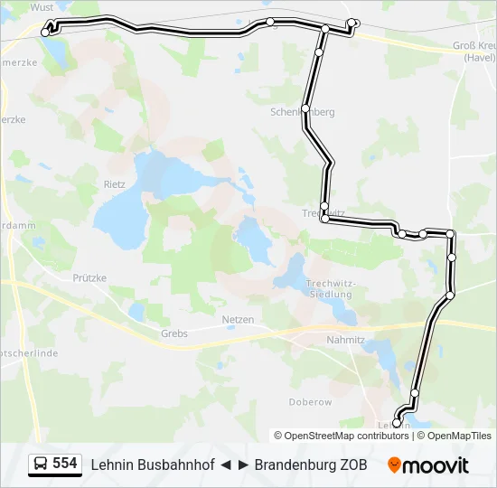 554 Bus Line Map