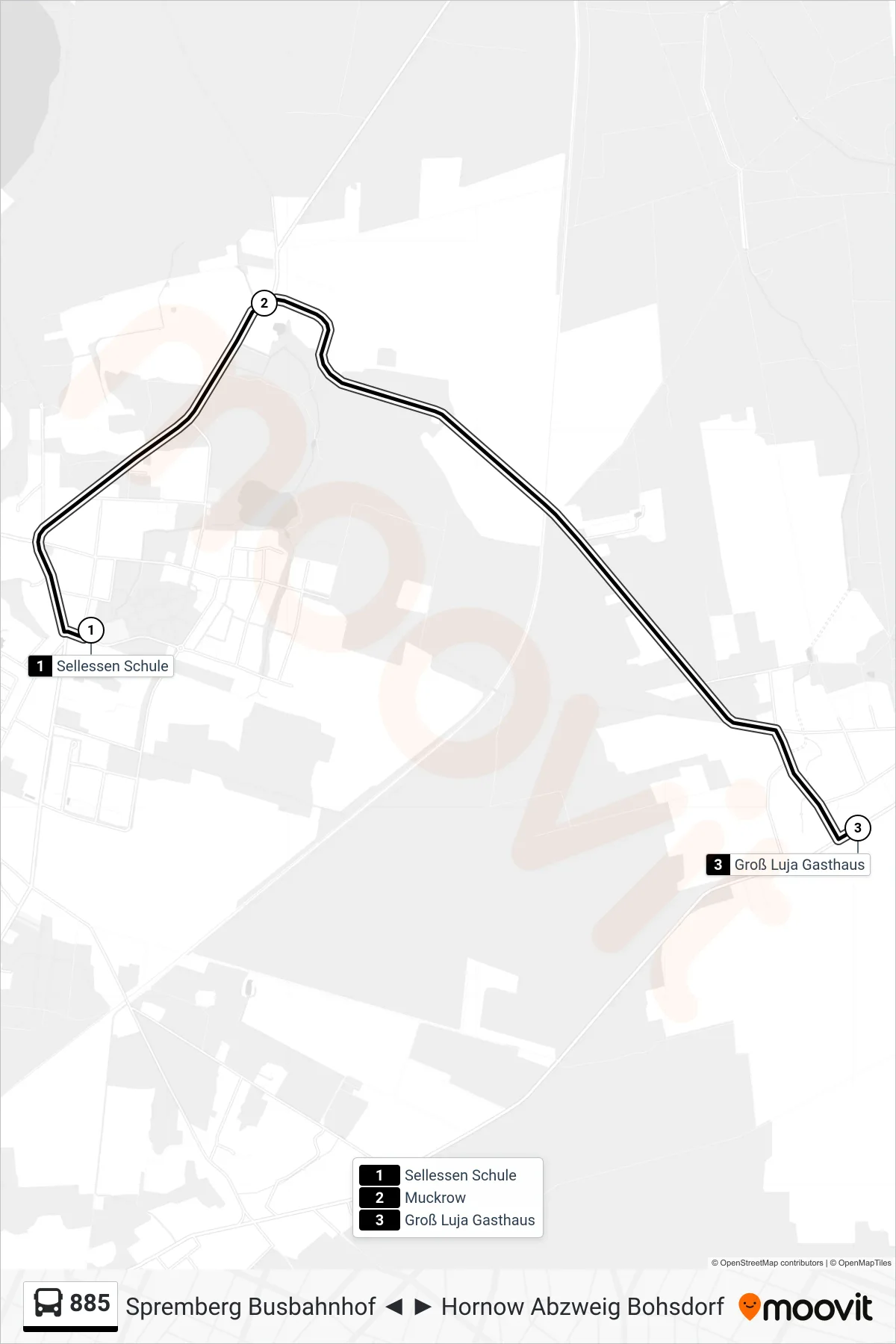 Linie 885 (Bus) Richtung Groß Luja Gasthaus: Route und Haltestellen auf der Karte