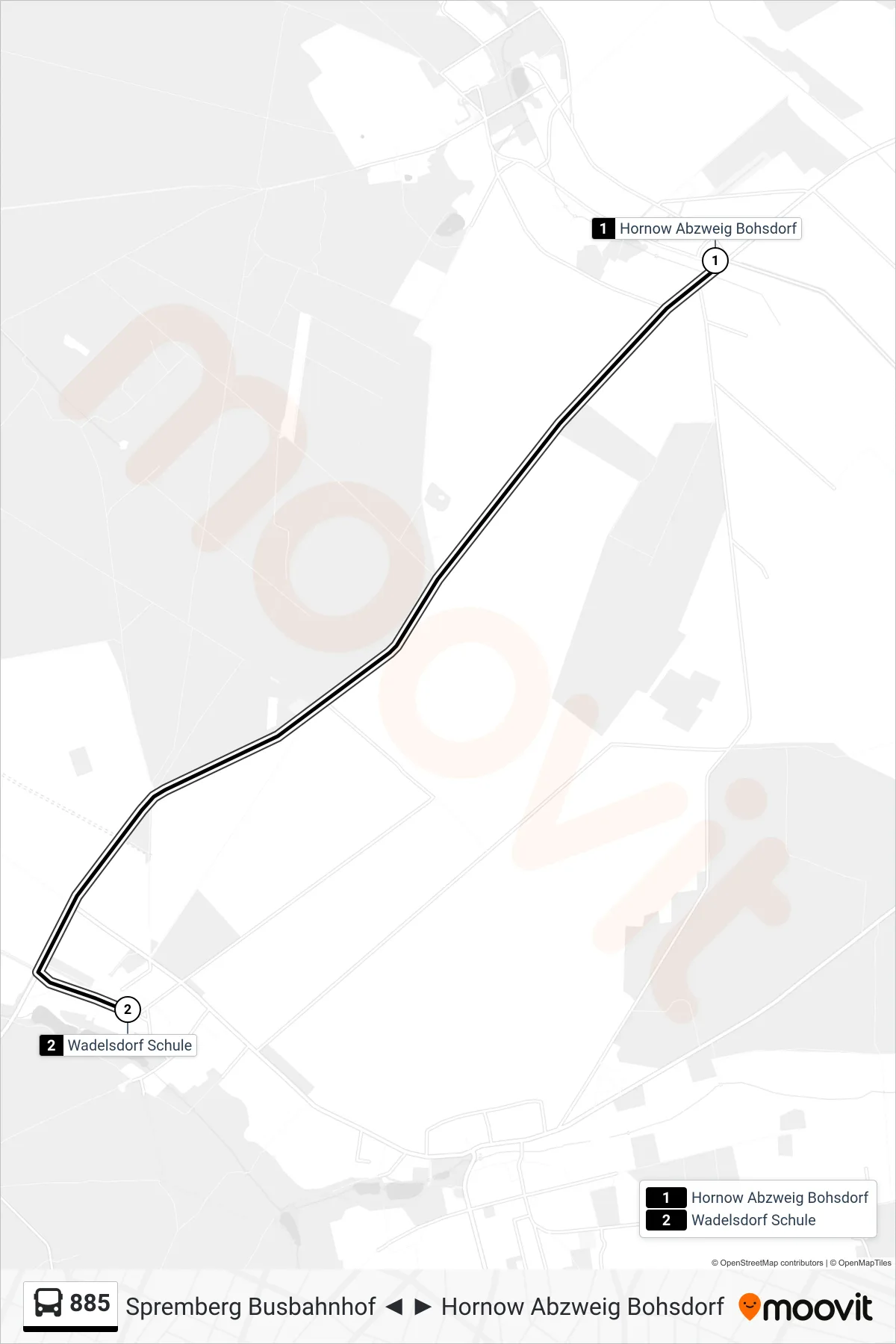 Linie 885 (Bus) Richtung Wadelsdorf Schule: Route und Haltestellen auf der Karte