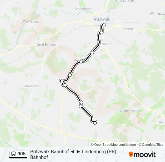 905 Bus Line Map