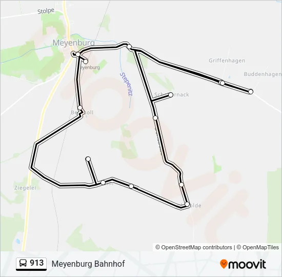 913 Bus Line Map