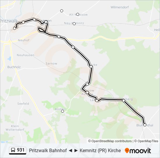 Автобус 931: карта маршрута