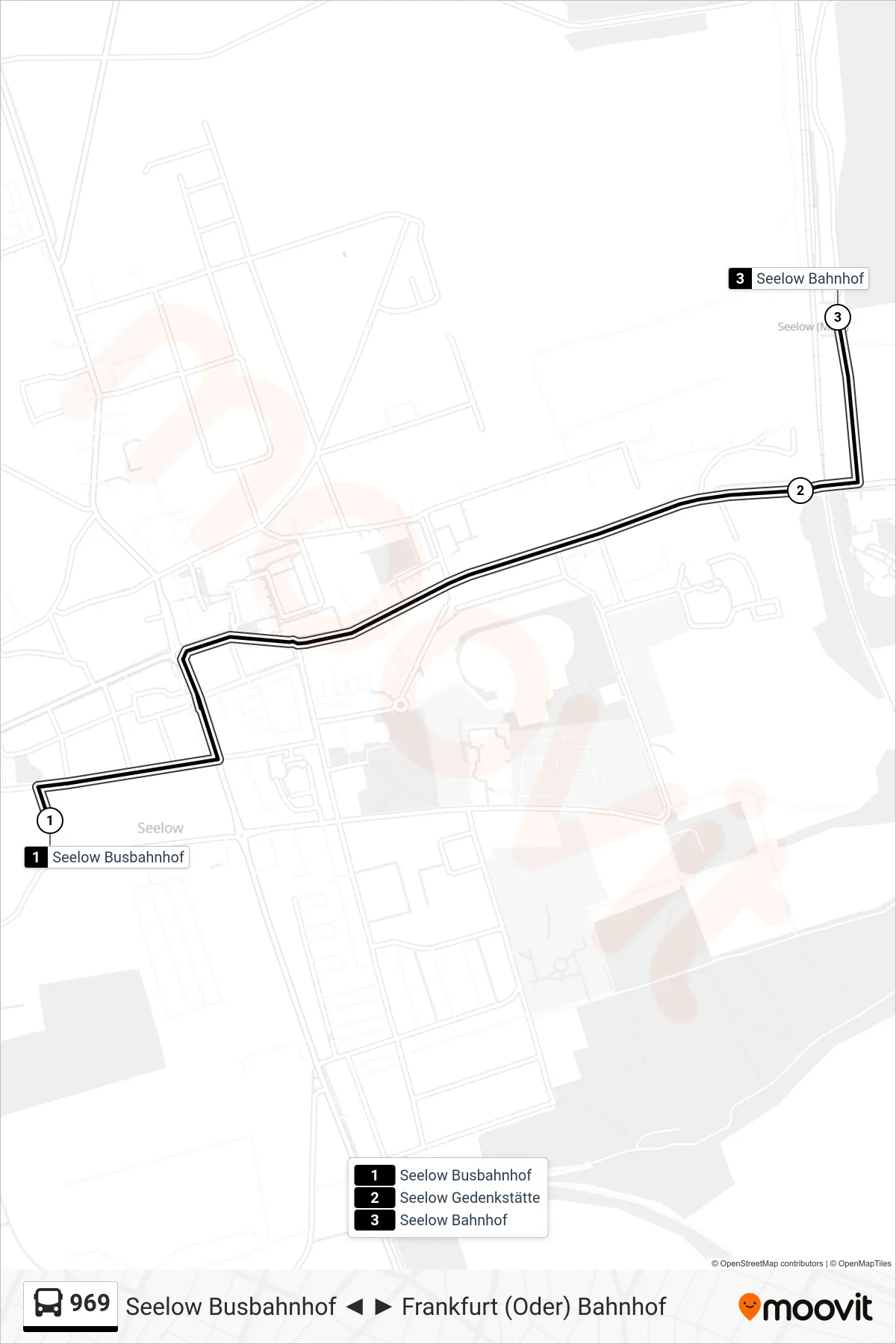 969 bus Line (Seelow Bahnhof) route and stops on a map