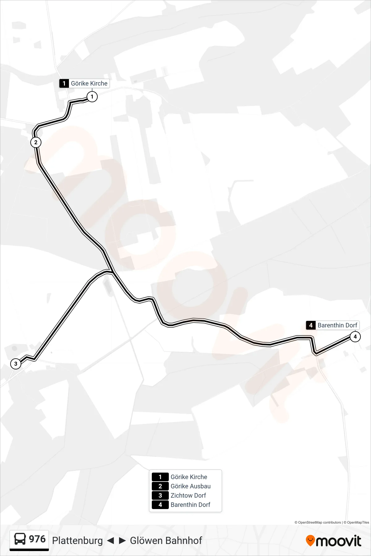 Linie 976 (Bus) Richtung Barenthin Dorf: Route und Haltestellen auf der Karte