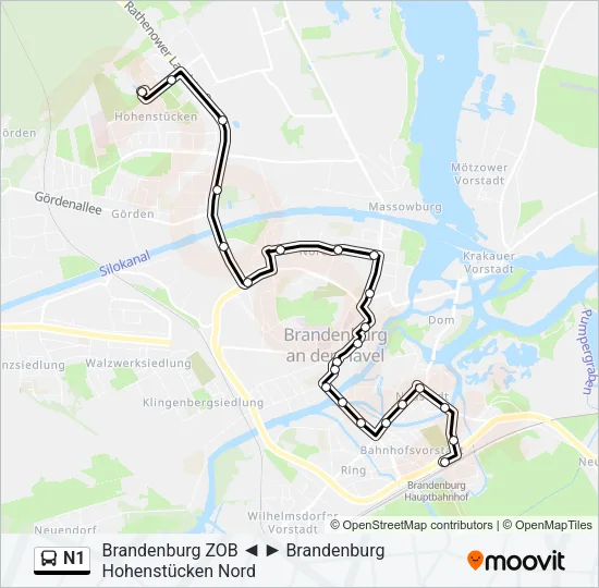 N1 Bus Line Map