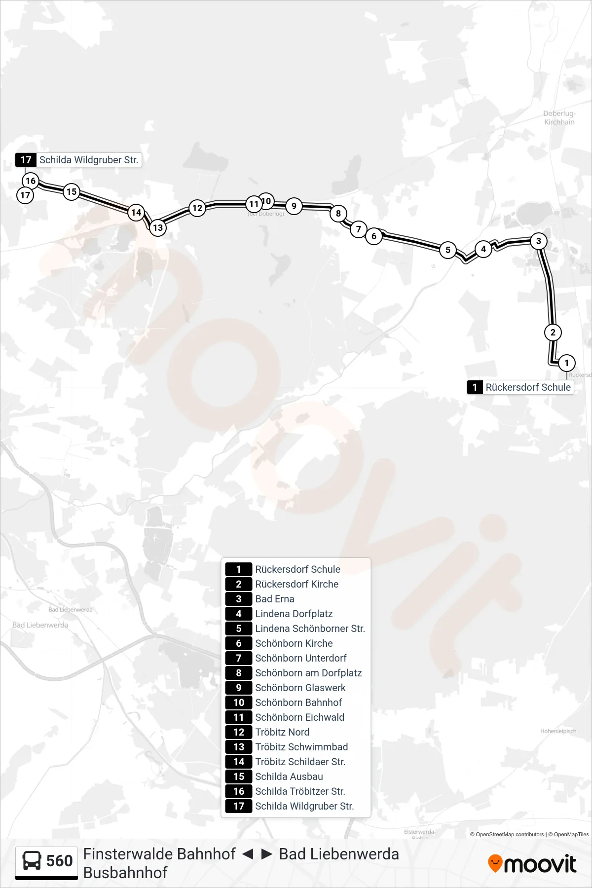 Linie 560 (Bus) Richtung Schilda Wildgruber Str.: Route und Haltestellen auf der Karte