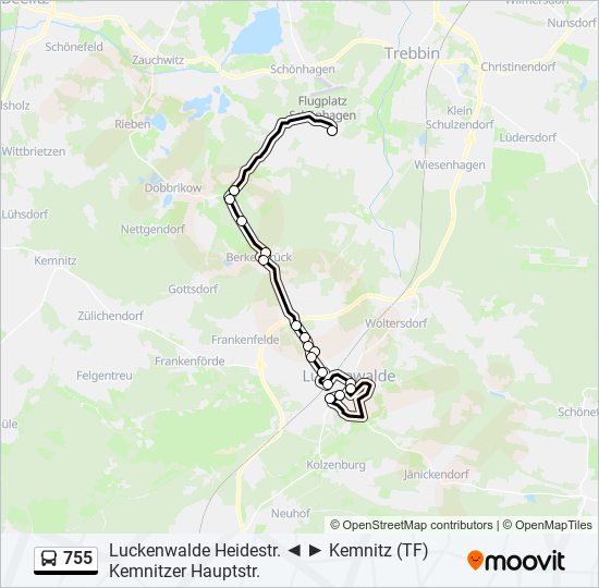 755 bus Line Map