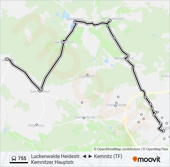 755 bus Line Map