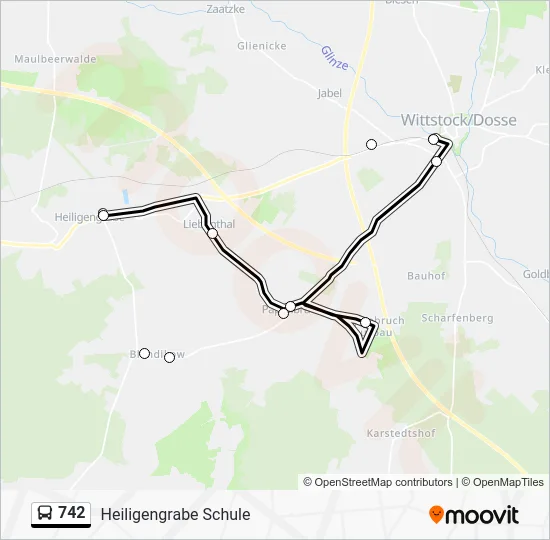 Автобус 742: карта маршрута