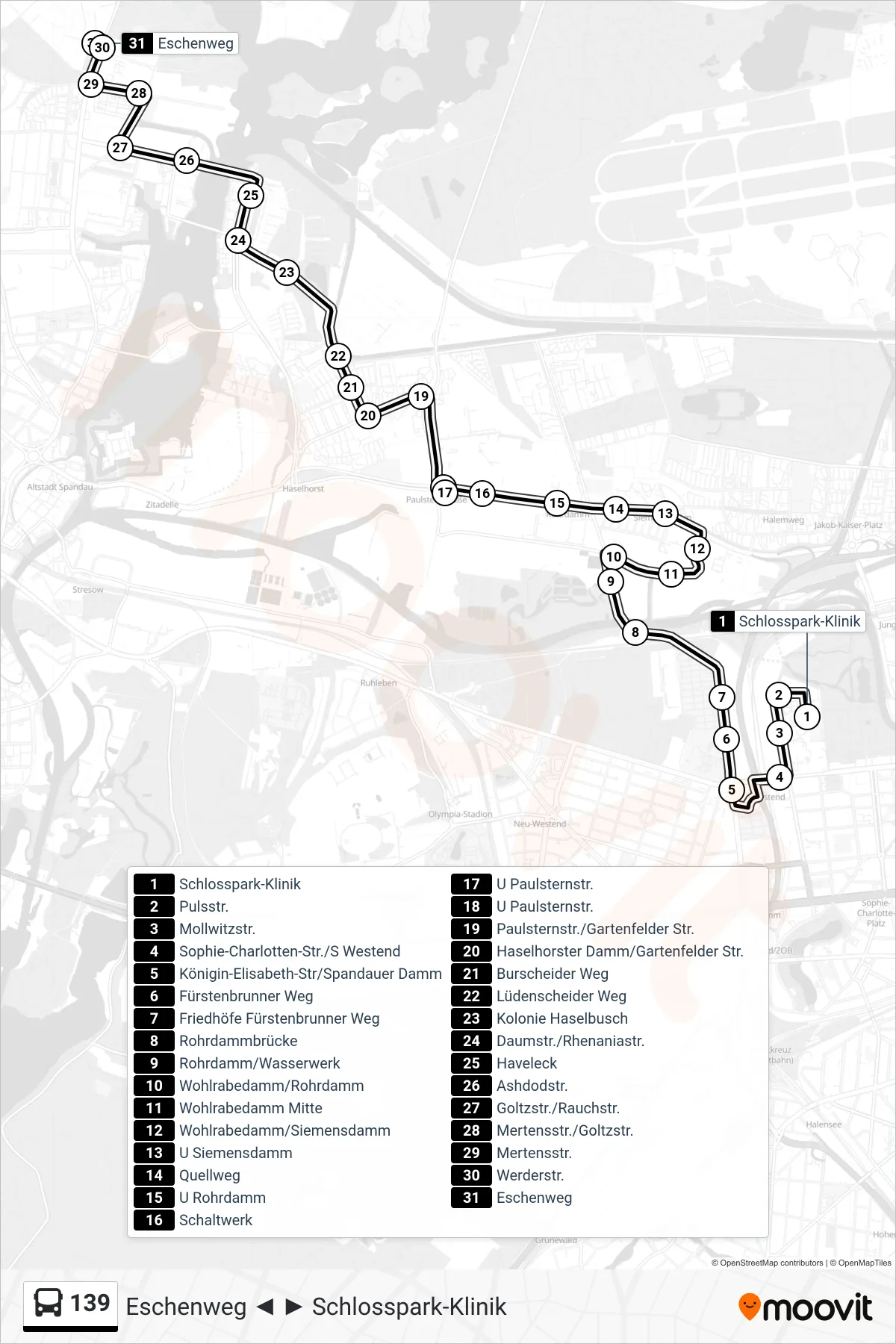 Linie 139 (Bus) Richtung Eschenweg: Route und Haltestellen auf der Karte