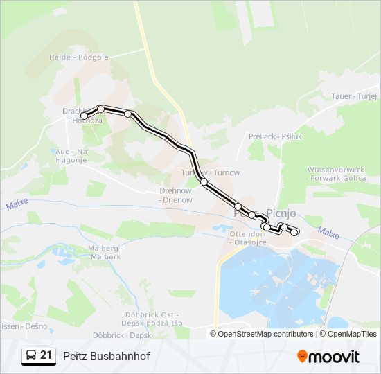 21 bus Line Map