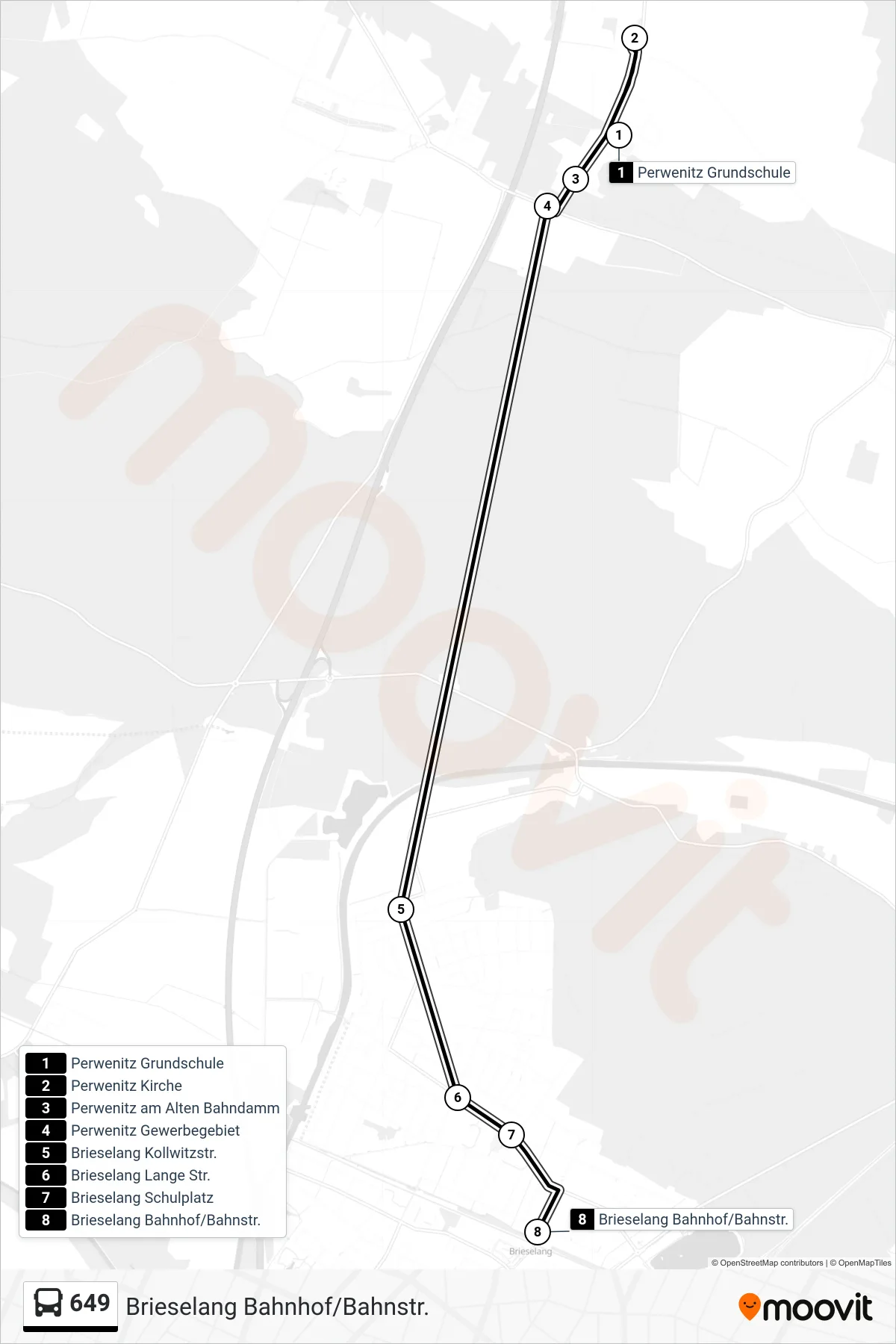 Linie 649 (Bus) Richtung Brieselang Bahnhof/Bahnstr.: Route und Haltestellen auf der Karte