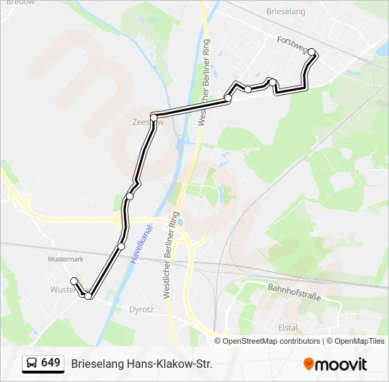 Автобус 649: карта маршрута