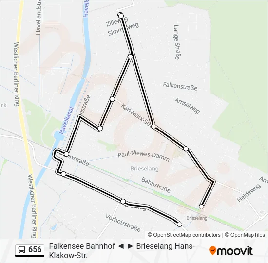Автобус 656: карта маршрута
