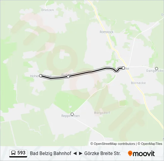 593 Bus Line Map