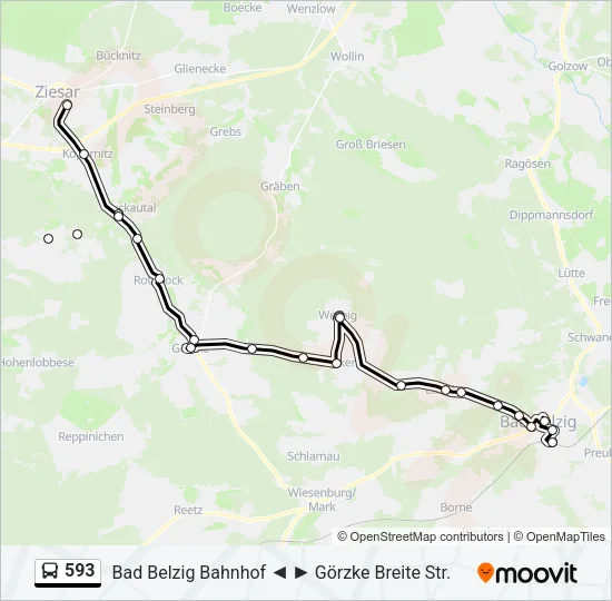 593 Bus Line Map