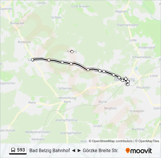 593 Bus Line Map