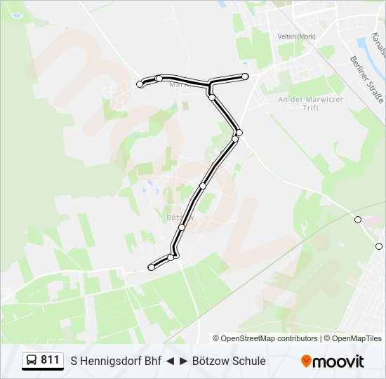 811 bus Line Map