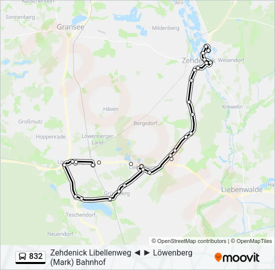 832 Bus Line Map