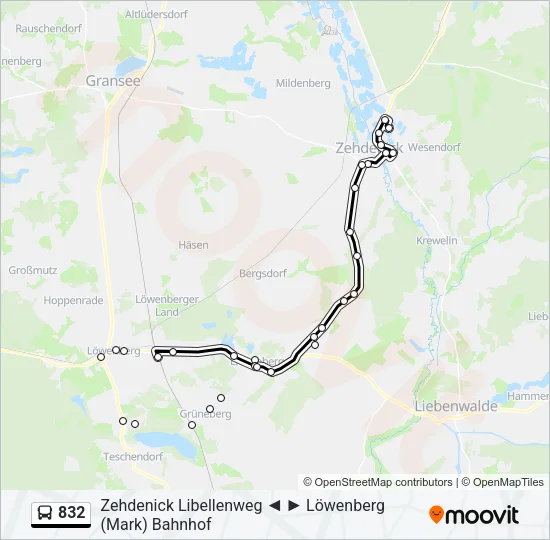 832 Bus Line Map