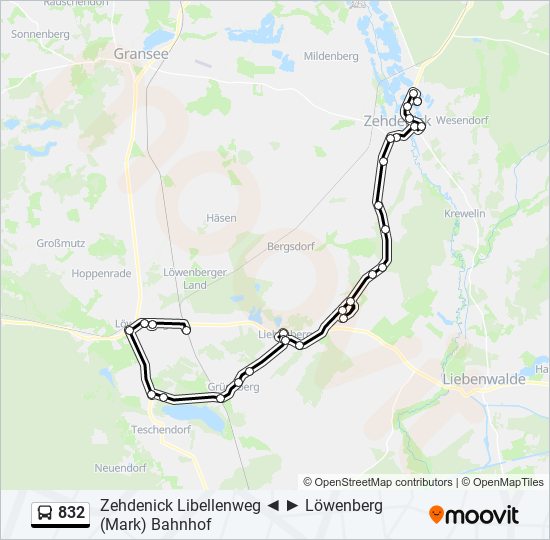 832 bus Line Map