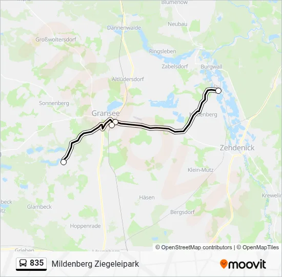 835 Bus Line Map