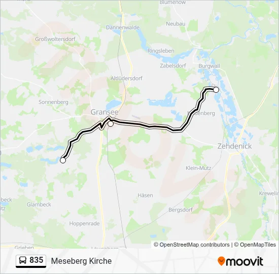 835 Bus Line Map