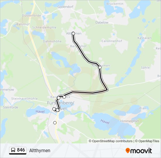 846 bus Line Map