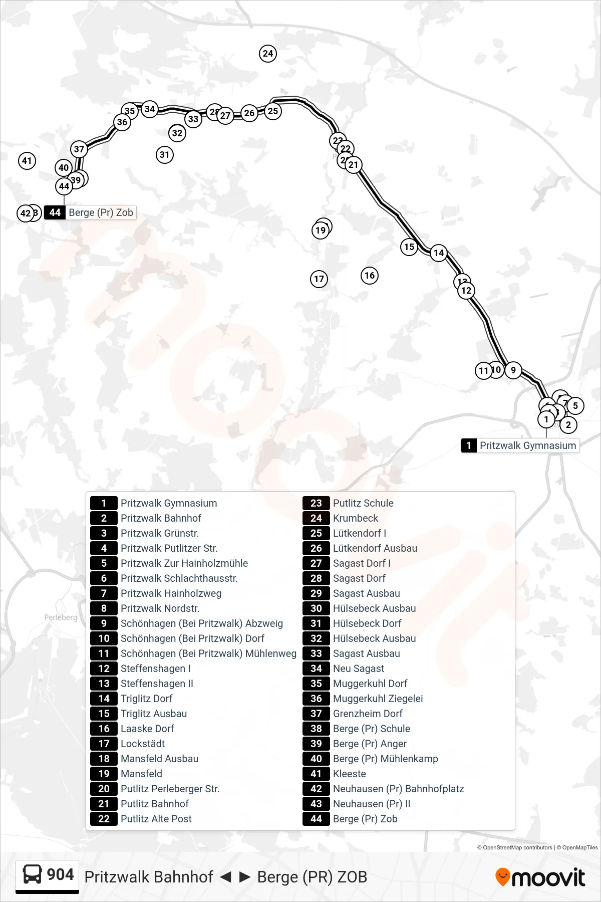 Linie 904 (Bus) Richtung Berge (Pr) Zob: Route und Haltestellen auf der Karte