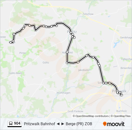 904 bus Line Map