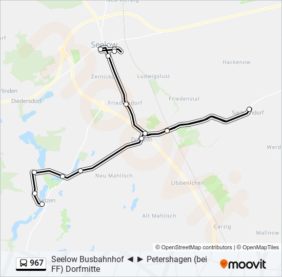 Автобус 967: карта маршрута