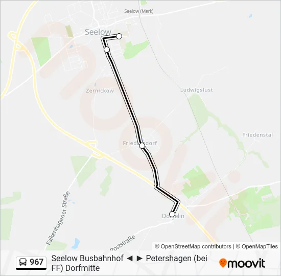 Автобус 967: карта маршрута
