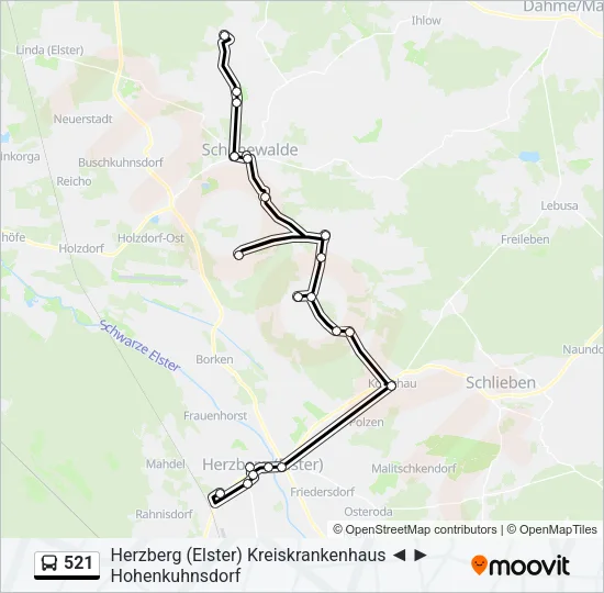 521 Bus Line Map