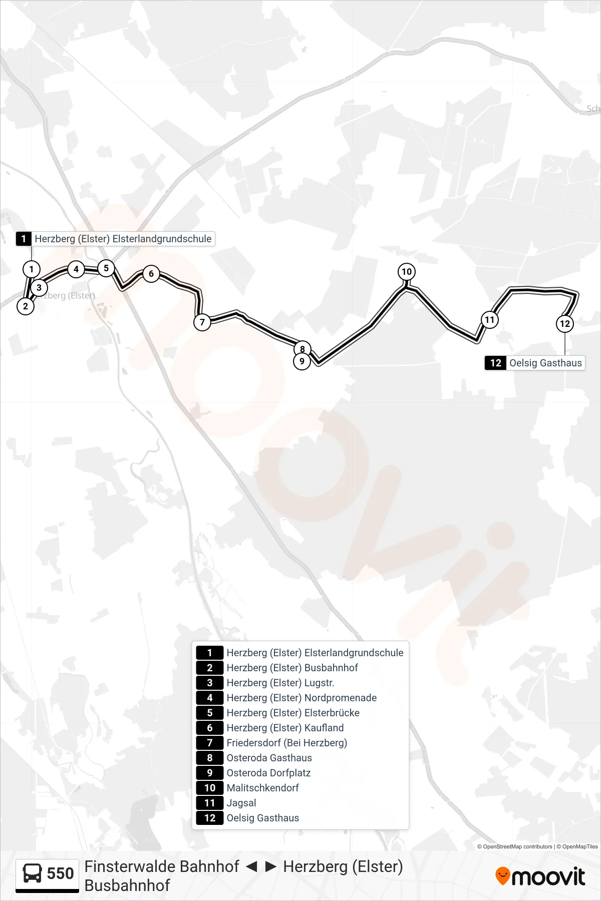 550 bus Line (Oelsig Gasthaus) route and stops on a map